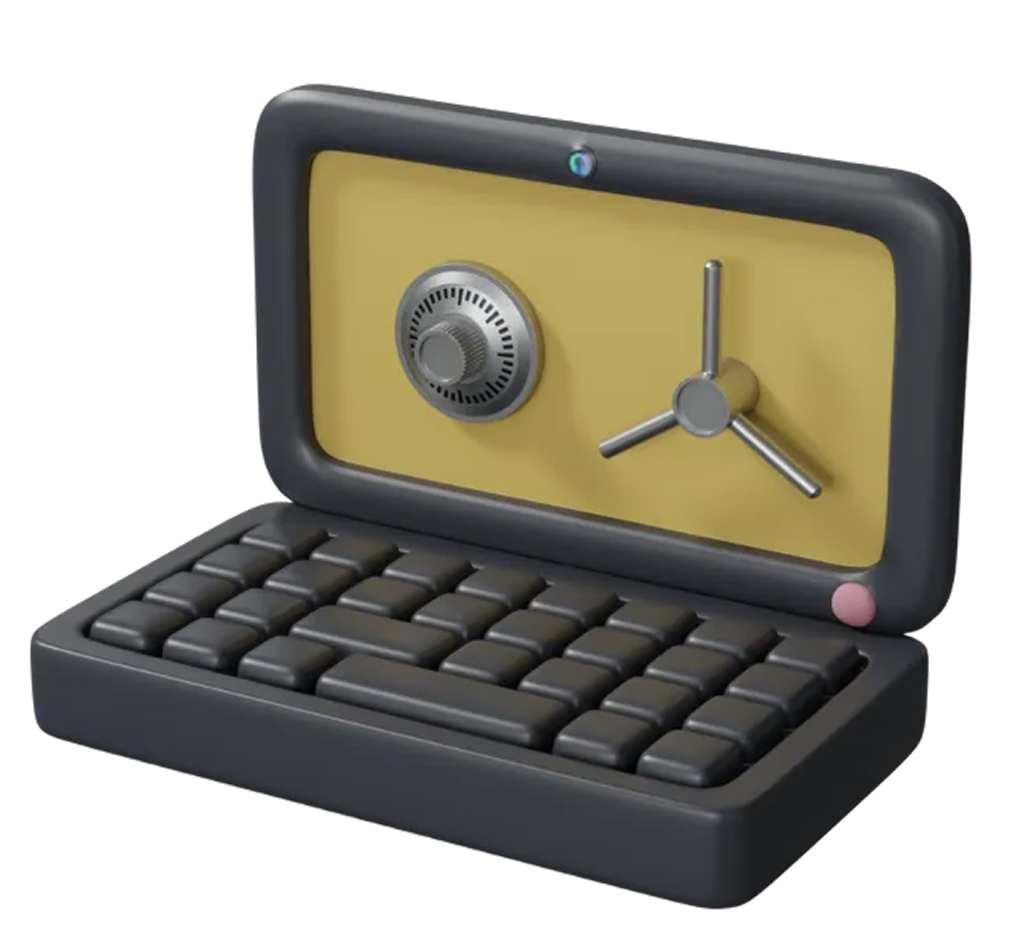 Secure laptop safe illustration